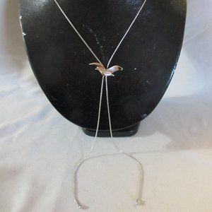 VTG Avon Silver Tone Bird Bolo Tie Necklace